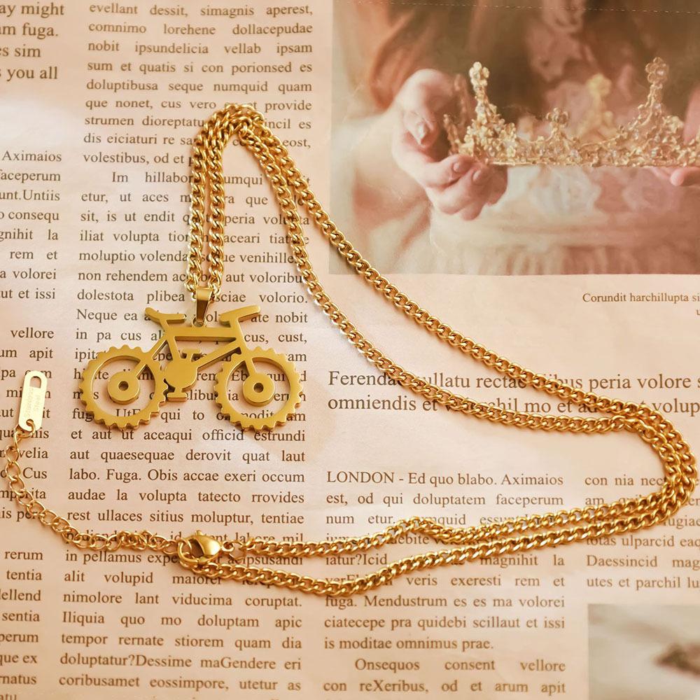 Popular Retro Bicycle Shape Pendant Gold Metal Girl Girlfriend Titanium Steel Jewelry