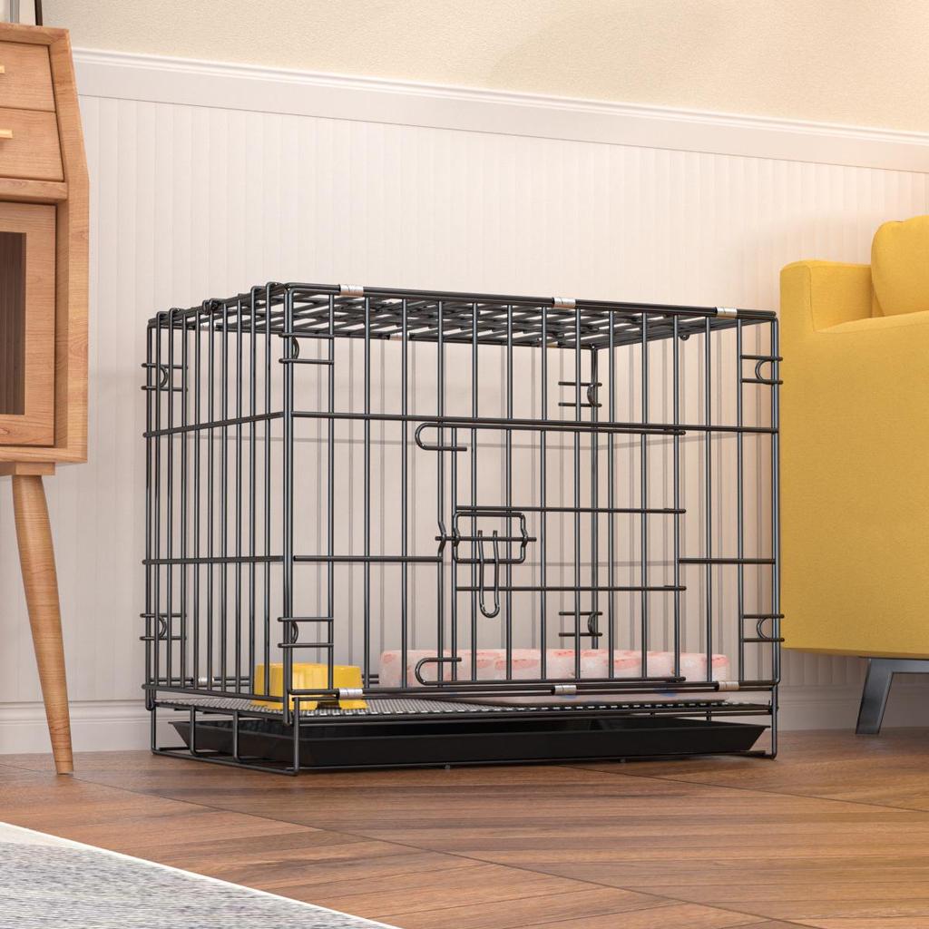 Foldable Metal Dog & Cat Cage for Home, Indoor/Outdoor, Car or Rescue Use