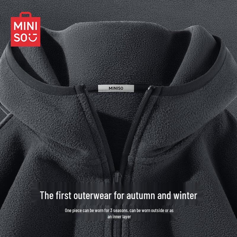 

MINISO Men s Winter Fleece Hooded Jacket M