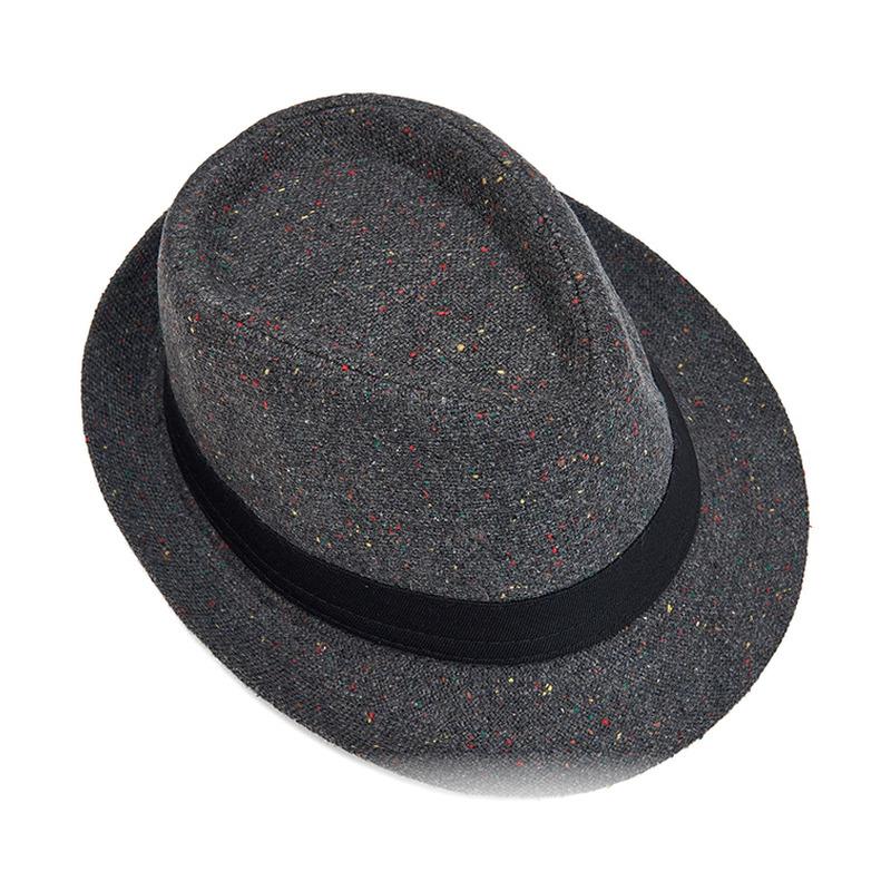 Vintage Tweed Fedora Hat for Men Warm Winter Jazz Cap British Style