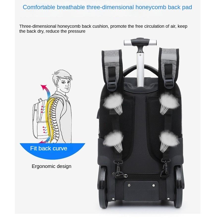 20 Inch Ladies Rolling Backpack Carry-on Laptop Bag Wheeled Schoolbag Trolley Luggage