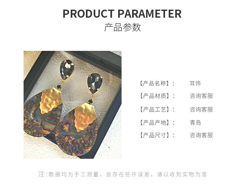 Cross-border Vintage Trendy Designer Luxury Fashion Personalized Retro Abalone Shell Jewelry Stud Hoop Earrings Women's
