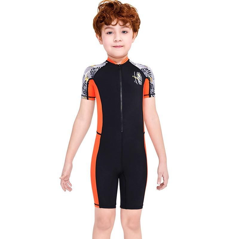 Children's Swimsuit Boys One-piece Short-sleeved Swimming Trunks Sun-proof Quick-drying Breathable Comfortable Snorkeling Surfing