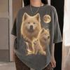 Maglietta Comfort Colors Samoyedo Luna Ululante, Maglietta Grafica Vintage Cane, Regalo Ritratto Animale Domestico Retrò