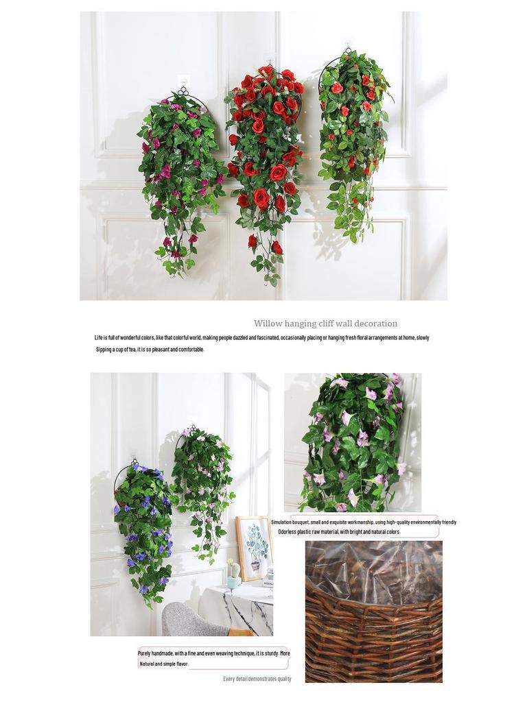 Artificial Rose Vine Wall Hanging for Living Room Decoration