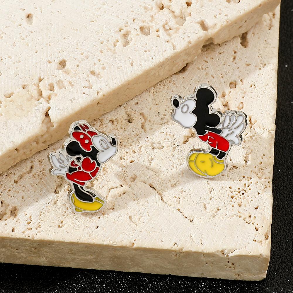 Mickey Mouse Stud Earrings for Women Girls Anime Accessories Minnie Asymmetrical Earring Kids Birthday Xmas Gifts