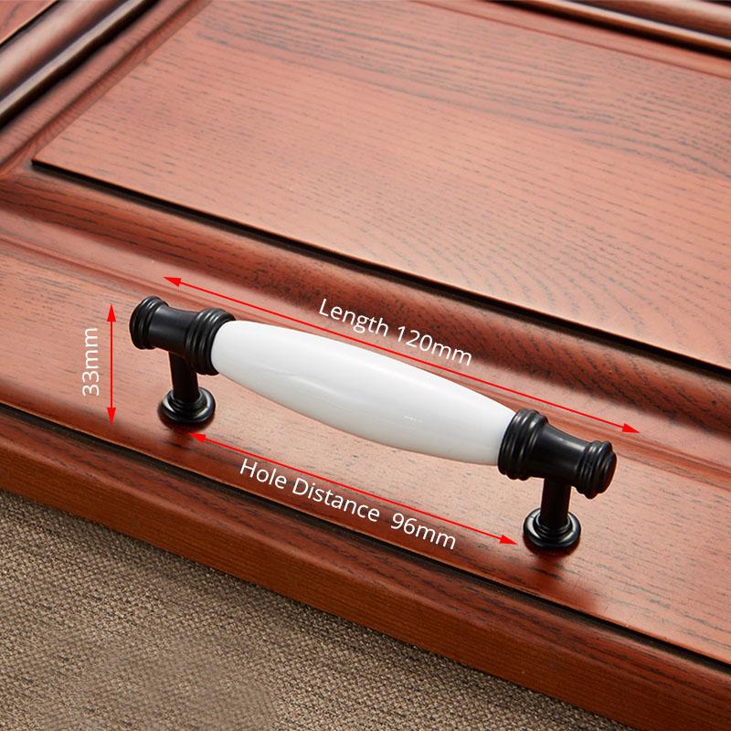 NAIERDI Antique Bronze Ceramic White Cabinet Handles Zinc Alloy Drawer knobs Wardrobe Door Handle European Furniture Hardware