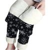 Womens Christmas Print Thickened Lambswool High Waist Stretch Thickened Cashmere Warm Pants