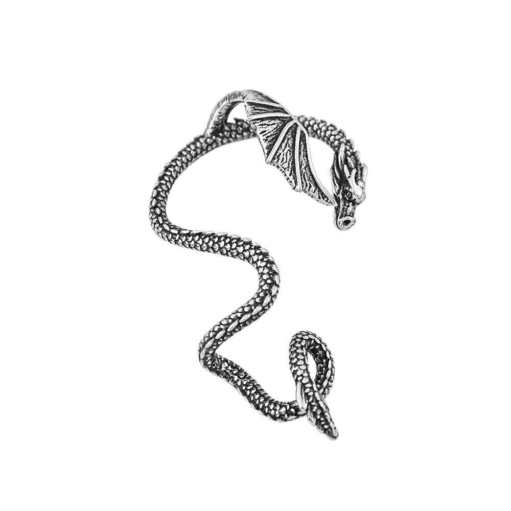 Vintage Domineering Winged Dragon Earrings Stainless Steel Punk Dragon Cuff Earring For Men Women Biker Animal Jewelry