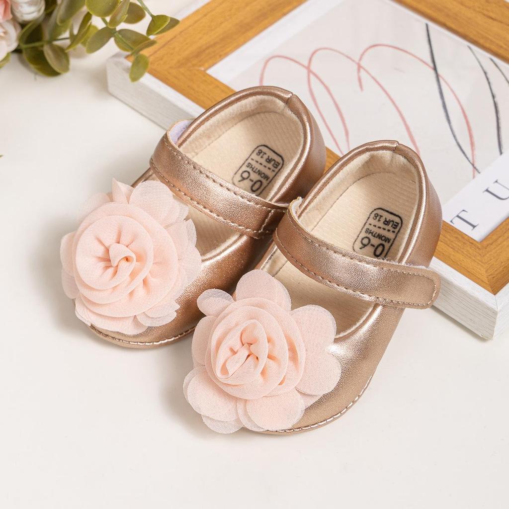 2024 Spring & Autumn Flower Velcro Princess Baby Walker Shoes