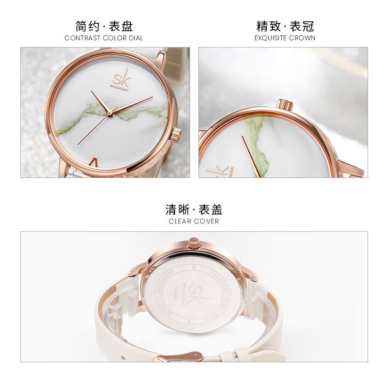 Damen Armbanduhr Weibliche Uhr Mode Einfach Marmormuster Quarz Uhr Armband Wasserdicht Damen Uhr 0039