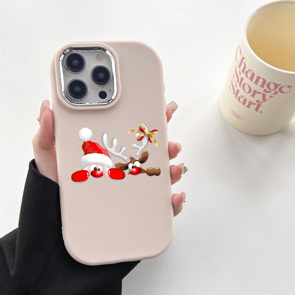 

N101 Веселые рождественские художественные мягкие чехлы для телефонов Samsung S24 S23 Plus A15 A12 A35 A54 A50 Infinix Hot 40i Tecno Plating Frame Camera Protector Back Cover Tecno Pop7/Pop 7 Pro