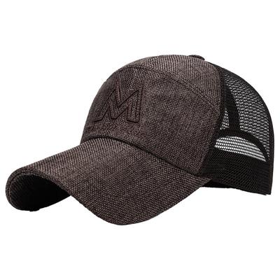 Mesh Cap Logo English Letters Hat Outdoor Fishing Golf Men Women CA799 [White Fang] (Brown)