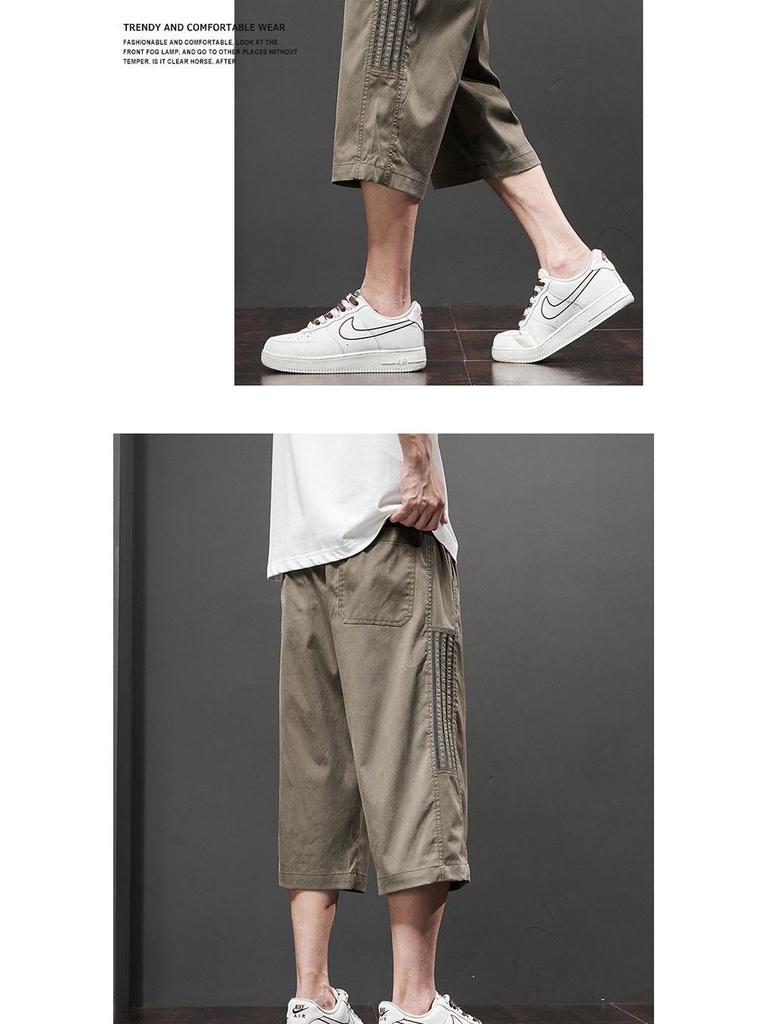 Men's Lightweight Cropped Straight-Leg Casual Trousers - Breathable, Versatile, Large Size, Slightly Elastic