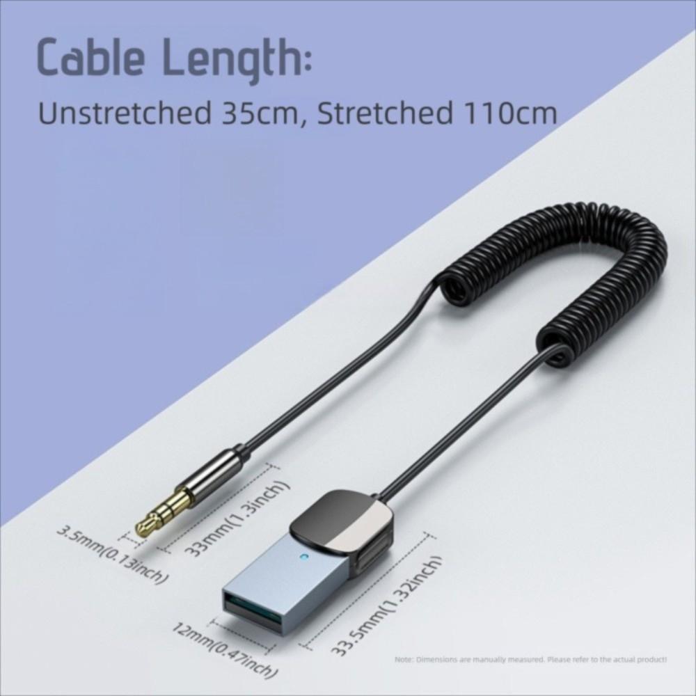 3.5mm USB Bluetooth Receiver Aux Interface Bluetooth 5.0 Bluetooth Adapter Hands-Free Auto Connection Car Bluetooth Adapter