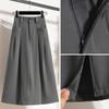 DIMANAF 2025 Women Summer Plus Size High Waist Skirts Vintage Elastic Elegant Long Pleated Skirts 5XL