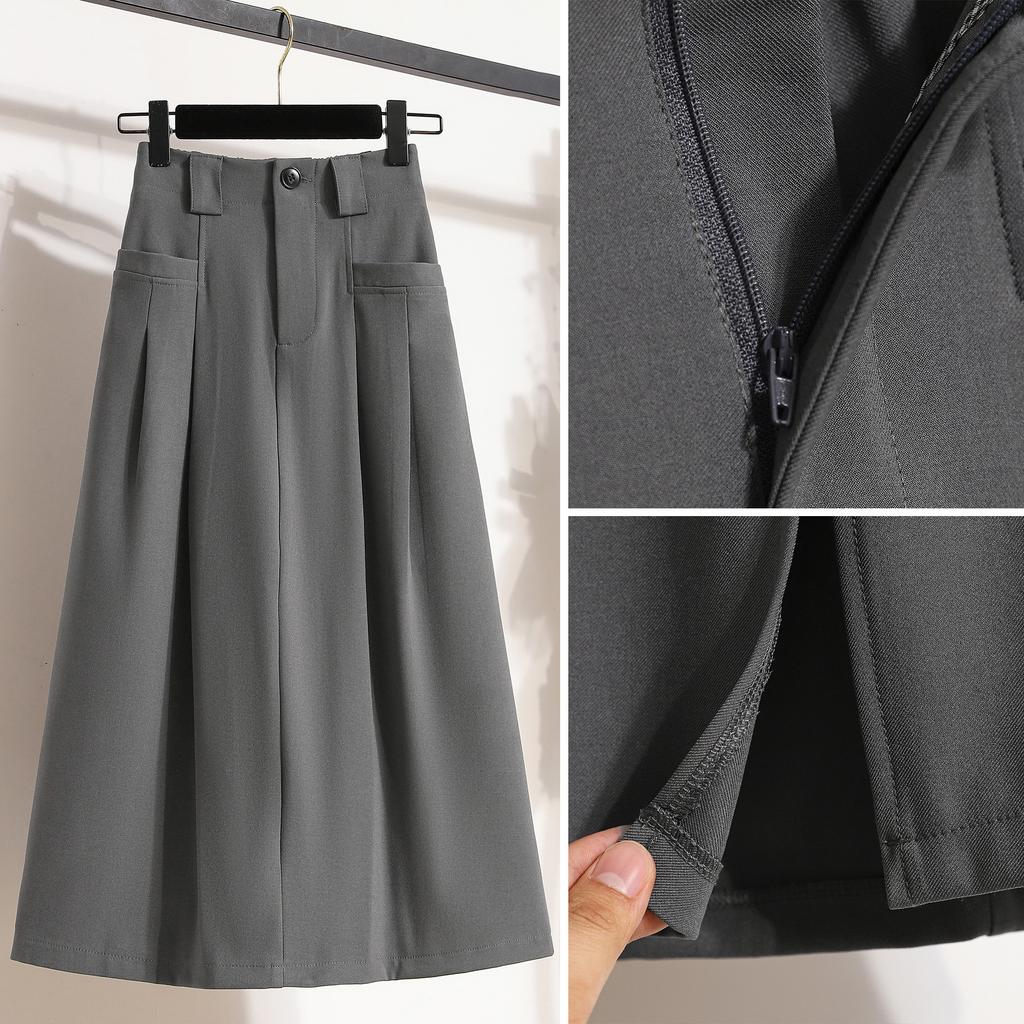 DIMANAF 2025 Women Summer Plus Size High Waist Skirts Vintage Elastic Elegant Long Pleated Skirts 5XL