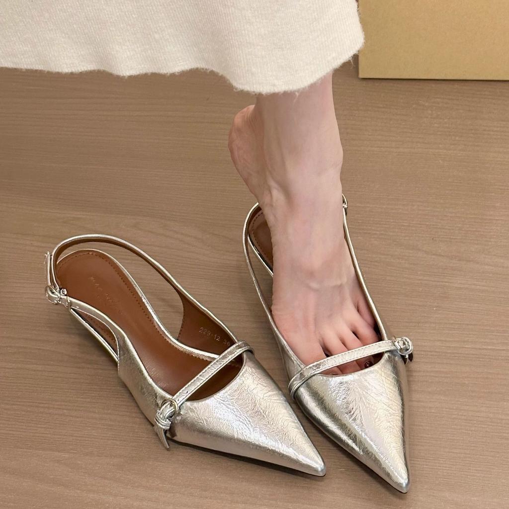 Premium Commuting! Temperament Pointed Buckle Word With Empty Sandals Women'S Spring Stiletto Shoes
