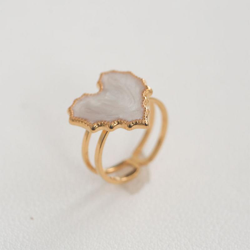 Stainless Steel French White Enamel Rings For Women Drip Glaze Romantic Elegent Girl Ring Daily Wear Sweet Y2K Jewelry No Fading