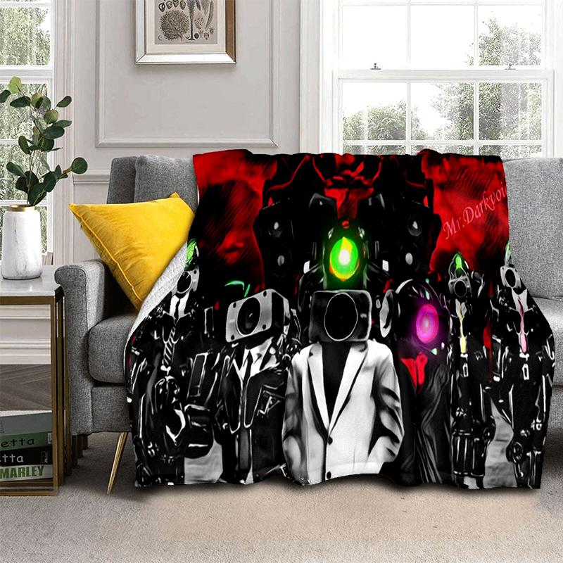 3D Skibidi Toilet Speakerman Cameraman TVman Flannel Blanket,Soft Throw Blanket for Home Bedroom Bed Sofa Travel Cover Kid Gift