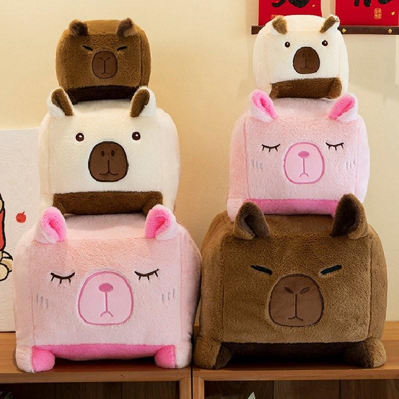 Soft Adorable Capybara Plush Toy In Brown Pink Beige Perfect For Cuddling