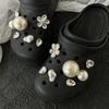 14PCS Luxury Shoe Charms Set Accessories Hole Shoe Buckle Sparkling Diamond Large Pearl DIY 3D Shoes Decorations Woman Girl Gift