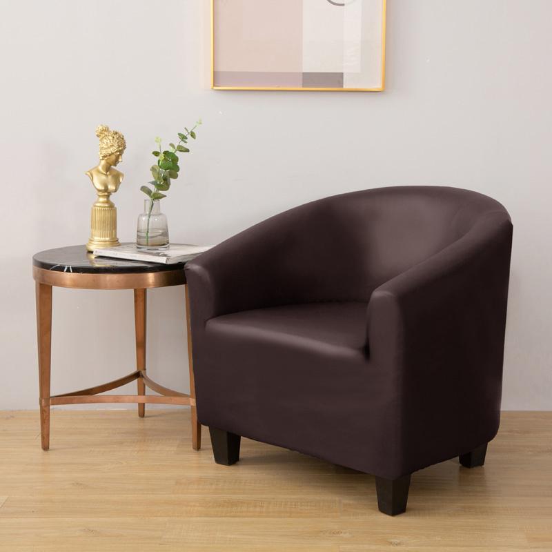 PU Leather Waterproof Tub Sofa Cover Anti-dirty Club Chair Slipcover Solid Color Couch Covers Protector Furniture Living Room