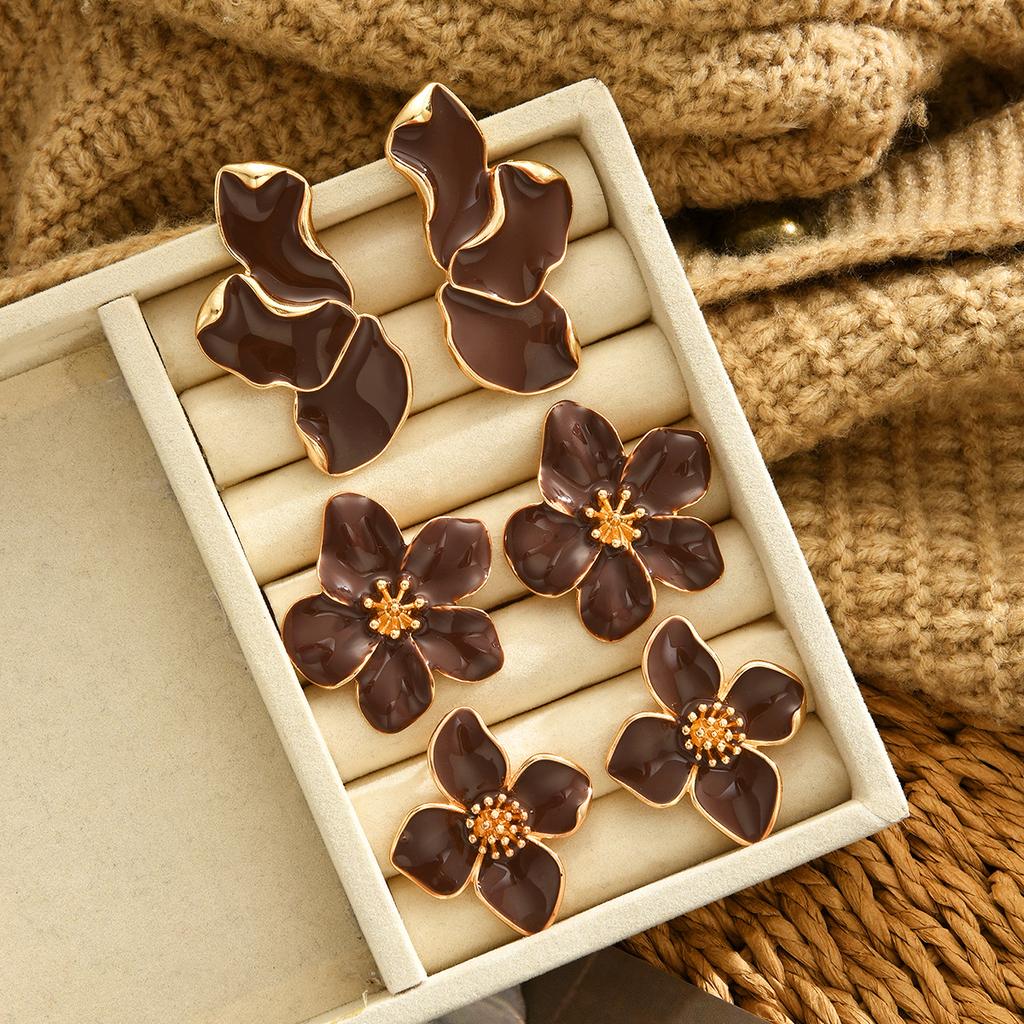 6 Pcs Vintage Brown Resin Earring Set For Women Fashion Simple Maillard C-shaped Irregular Earring Daily Party Jewelry Gift 2026