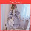 Lolita Japanese Winter Autumn Style Women Princess Dress Ruffled Collar Patchwork Thick Baggy Dress Cute Kawaii Elegant Party Girls Dress