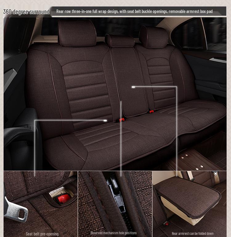 Roewe Car Seat Cushion: Full Surround, Breathable Linen, Universal Fit for All Seasons