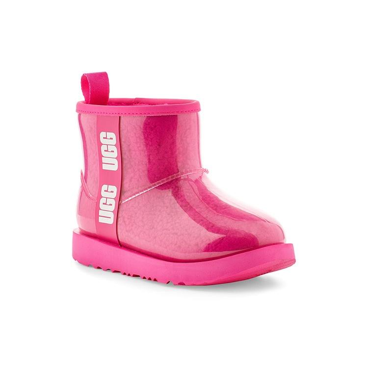 UGG Classic Clear Mini II Large LOGO Fleece Lined Big Boys Pink Red Kids' 1112386K-RCR