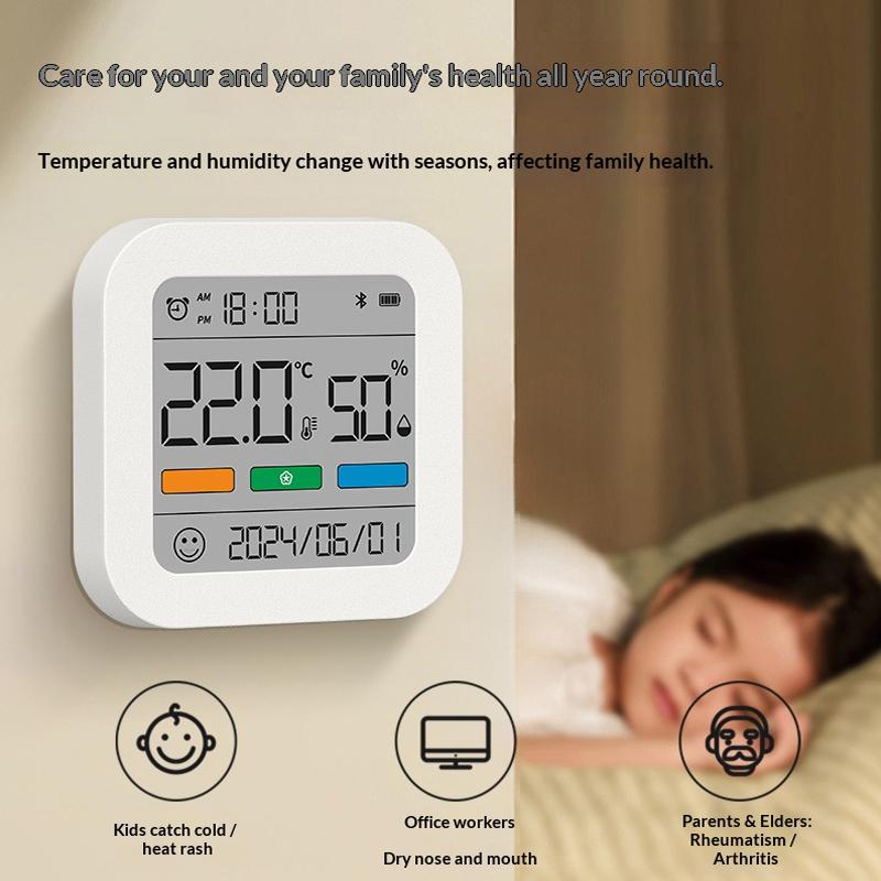 Bluetooth Digital Hygrometer Thermometer with Color Screen Large Display Indoor Temperature Humidity Monitor & Magnetic Back