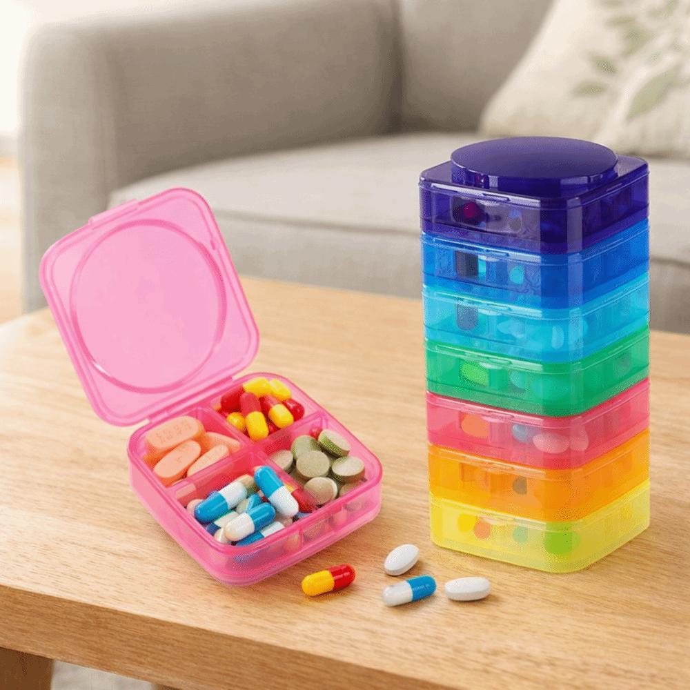 Large Capacity Rainbow Pill Organizer 4 Times a Day Vitamin Container  Fish Oils