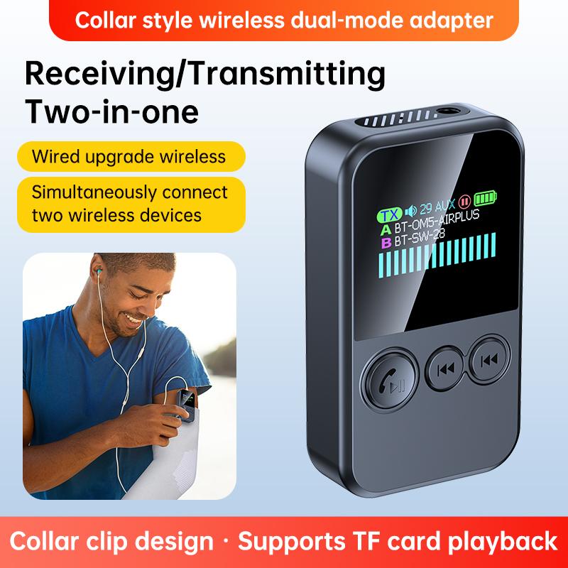 4 In 1 Bluetooth 5.4 Audio Receiver Transmitter 3.5MM AUX TF Card Stereo Music Mic Wireless Adapter With LED Display For Car TV
