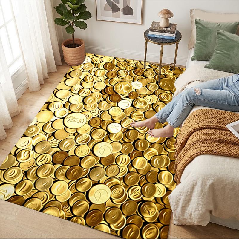 Golden Coins Living Room Nonslip Area Rug Soft Carpet For Bedroom Game Playroom Sofa Office Home Decor Doormat Christmas Gift C926135