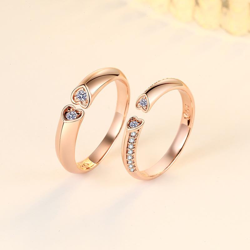 2 Stück 925 Sterling Silber Partnerringe Verstellbar Schlichtheit Mode Exquisit Herren Damen Schmuck Zubehör Hochzeitsfeier Geschenk