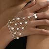 Sparkling Rhinestone Inlaid Finger Ring Bracelet Vintage Elegant Hand Chain  Jewelry Gifts