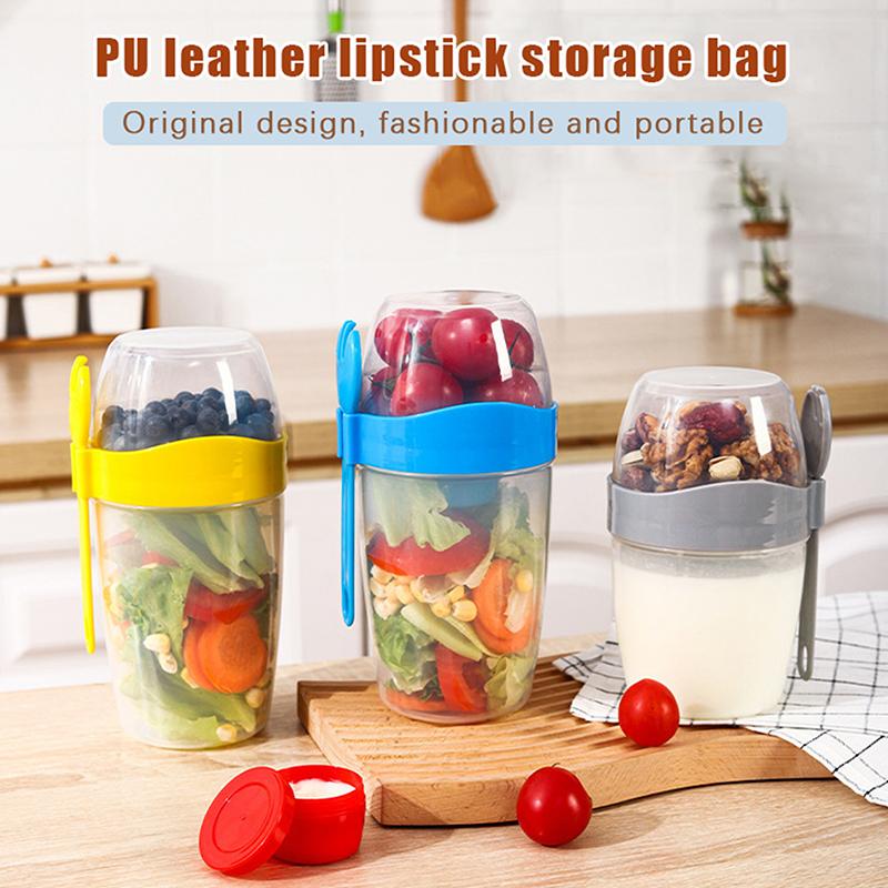 Snídaně ovoce Ovesný jogurtový salátový kelímek s víčkem lžička Dvouvrstvý úložný prostor potravin Přenosný fitness kelímek pro snížení hmotnosti