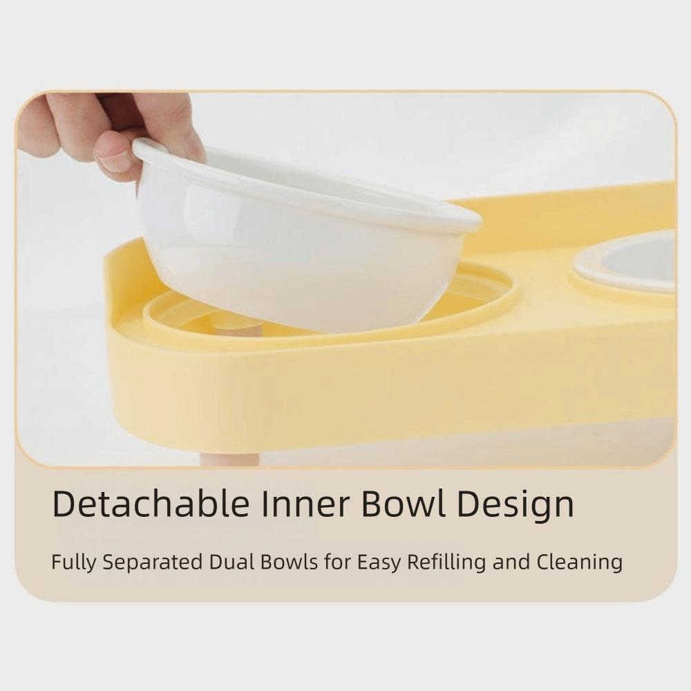Practical Ceramic Double Cat Bowl Cervical Protection Anti-Spill Cat Water Bowls Anti Slip with Stand Pet Feeder for Home