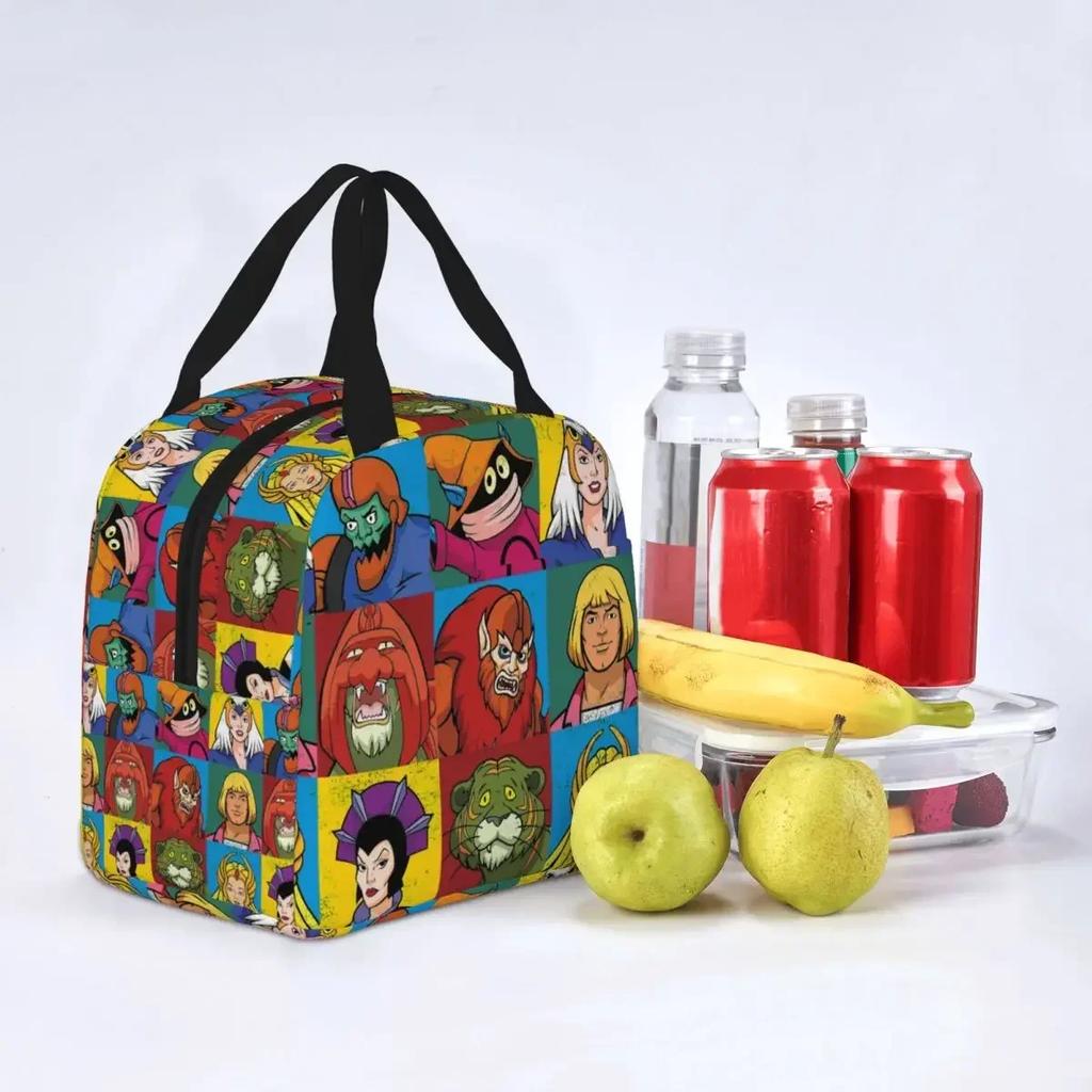 He Man Y Amigos Bolsa de Almuerzo Aislada Bolsa Refrigeradora Contenedor de Almuerzo Masters Of Universe Skeletor Heman Dibujos Animados de los 80 Bolso Tote Lonchera