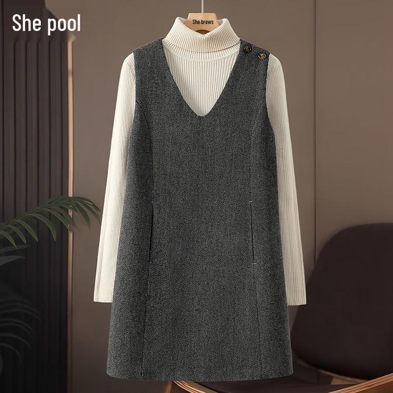 

Женское платье-жилет с V-образным вырезом из смесовой шерсти M