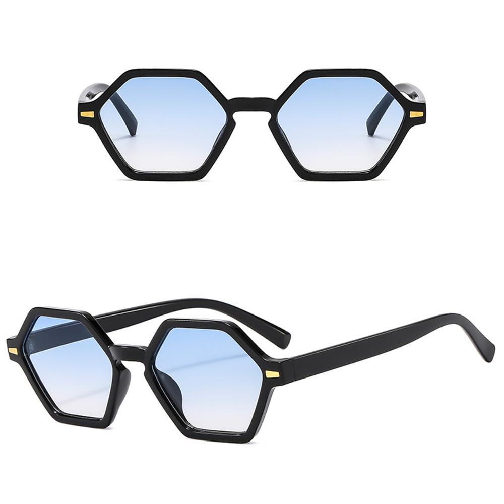 Vintage Sechseckige Kleine Rahmen Sonnenbrille Hip-Hop Stil Uv400 Nieten Dekoration Shades Leopard Blau Gläser Für Frauen & Männer
