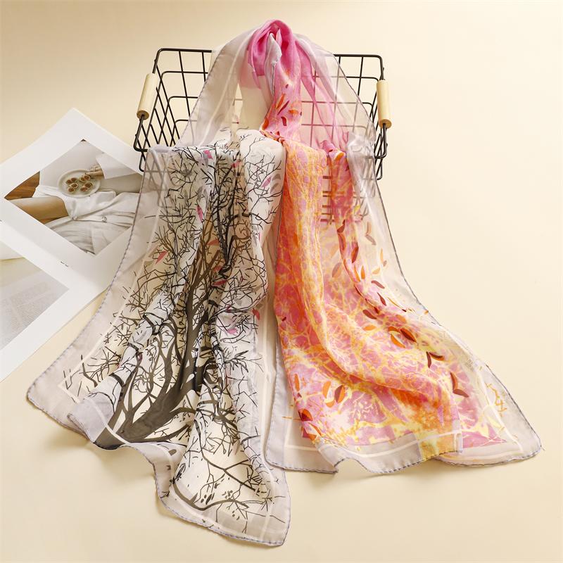 Fashion Floral Chiffon Hijab Cachecol Female Lady Bandanas Beach Towels Summer Muslim Veil Women's Foulard