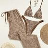 JYL Stripe Tie Fashionable Split Swimwear Elastic Bikini for Seaside Holiday Gathering Trip