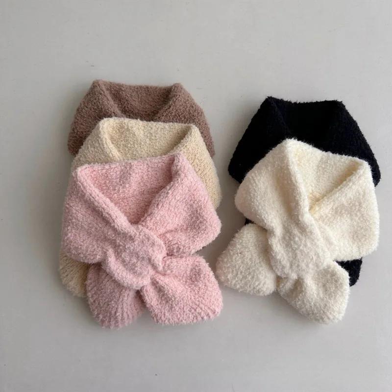 Βρεφική Κασκόλ Χειμωνιάτικη Πλεκτή Βελούδινη Μαλακή Βαμβακερή Μονόχρωμη Ευέλικτη Βρεφική Αντιανεμική Εξωτερικού Χώρου Σταυρωτή Κασκόλ Θερμότερη Κάλυψη Λαιμού