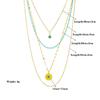 Turquoise Titanium Steel Necklace: Four-Layer Chain with Irregular Round Tag Pendant