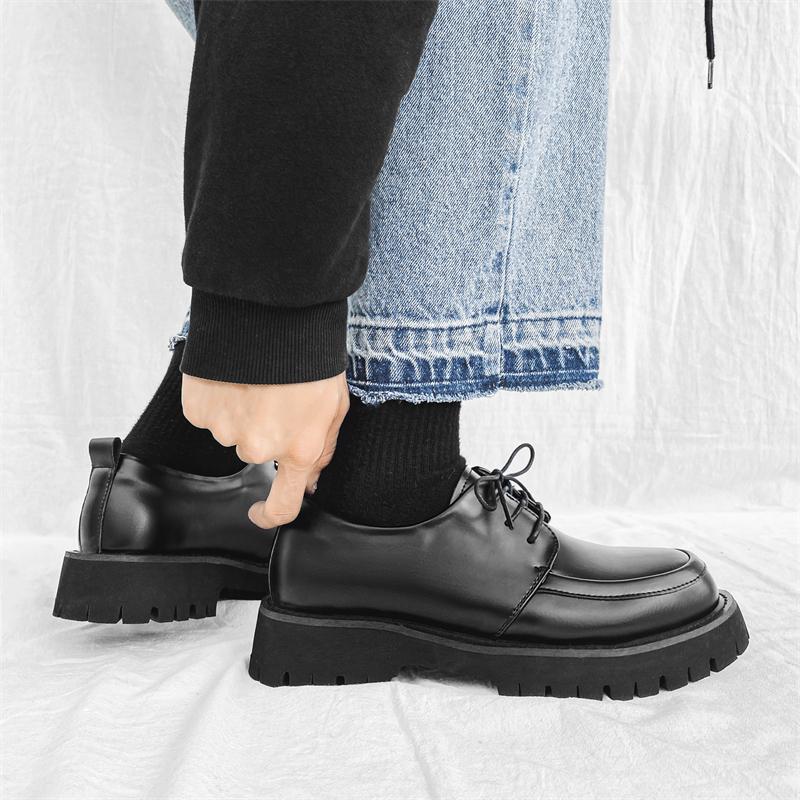 Casual Derby Men's Shoes Classic minimalist thick bottom style Outdoor Trendy Party Youth Office lace-up Hot selling Daily shoes