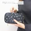 AtFirst Makeup Large Star AF8282 Pouch, Capacity, Two-Layered Design, Black, Pattern,