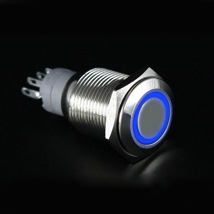 16mm 12V Car Silver Aluminum LED Power Push Button Metal Switch Latching Button 16mm 12V Car Silver Aluminum LED Power Push Button Metal Switch Latching Button