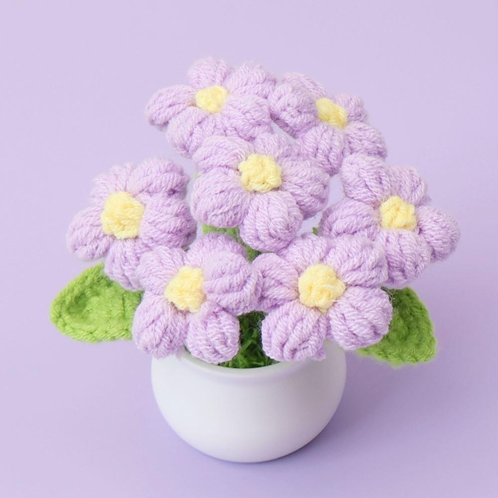 Hand-Knitted Wool Fake Flowers Set: Sunflower, Carnation, Tulip - Desktop Decor, Teacher/Student Gift, Everlasting Bouquet